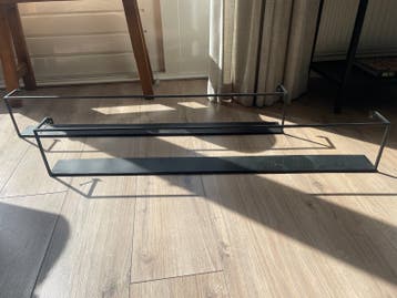 2x Woood wandplankjes 100 cm - Zwart metaal