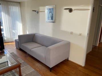 Gratis Comfortabele blauw grijze twee en half persoonsbank