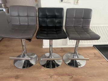 Set van 3 moderne barkrukken - leer en metaal