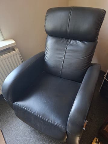 Zwarte leren relaxfauteuil
