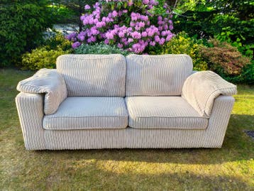 GRATIS Bank: Comfortabele Ribstof Bank zachtgrijs(197x87x74)