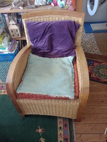 Rotan fauteuil met kussens