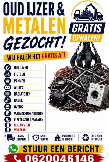 wij halen GRATIS u oud ijzer en metalen op (zie foto's)