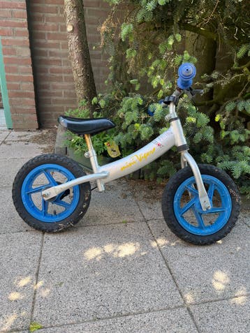 Mini Viper loopfiets - Zilver met blauwe wielen