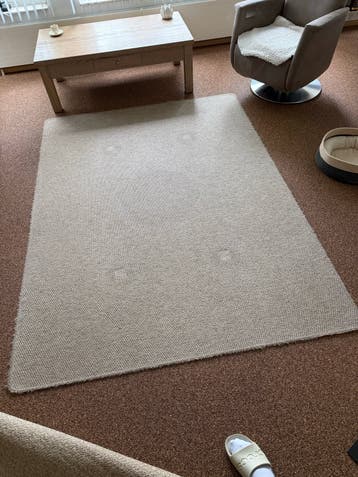 Modern beige vloerkleed, ook geschikt voor buiten