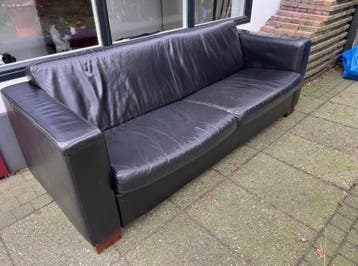 Zwarte leren 3-zitsbank - Comfortabel en stijlvol