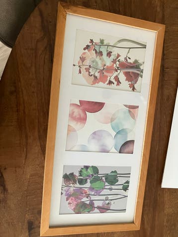 Houten fotolijst met 3 afbeeldingen - 52x25 cm