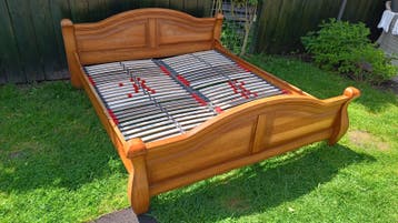 Massief eiken bed ombouw 200x180 cm met lattenbodem en frame
