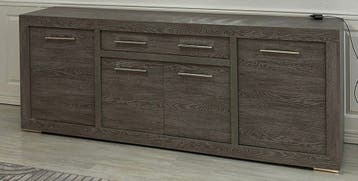 Luxe dressoir met opbergvakken - Grijs houtmotief 2,30 meter