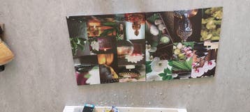 Wanddecoratie met spa-thema - lampjes en achterkant defect