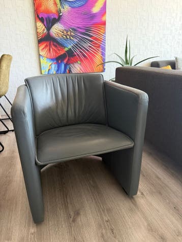 Leren Fauteuil / Stoel - Blauw/Grijs