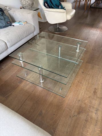 glazen salontafel ca 100x100cm