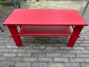 Rode tafel met opbergplank - 90x40x42cm