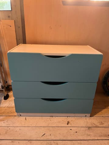 Ikea ladekast met 3 laden - Blauw/Wit