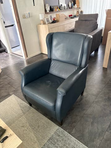Comfortabele leren fauteuil - Blauw
