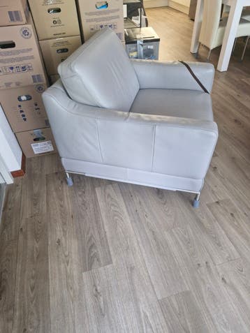 2 Grijze lederen Natuzzi Editions fauteuil