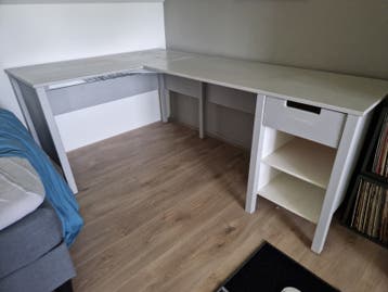 Ruim hoekbureau met kastje en lade - 200x130x60 cm