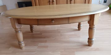 Salontafel blank eiken patiné ovaal