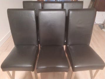 Zes kunstleren eettafelstoelen - Zwart