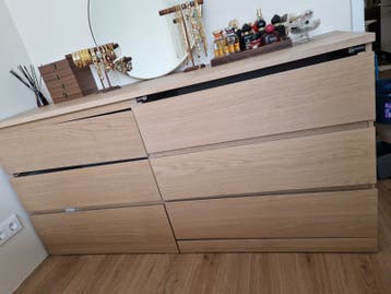 Ikea MALM ladekast met 6 lades eikenfineer.160x78 cm