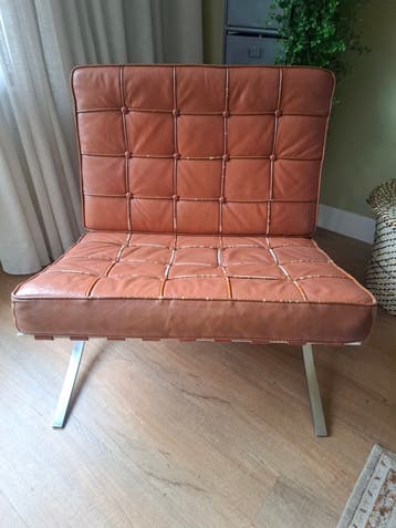 Vintage Barcelona stoel in cognac leer, gratis