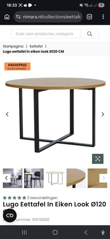 Lugo Eettafel in Eiken Look Ø120 CM