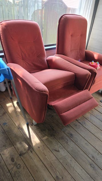 Comfortabele relaxfauteuils (2 stuks) - rood/oranje stof