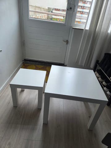 2 Ikea Lack tafeltjes: 55x55cm en 35x35cm