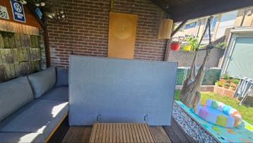 Grijs stoffen hoofdbord 190x15x120cm - Zo goed als nieuw