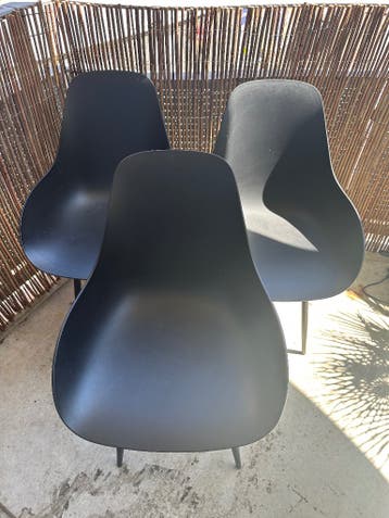Set van 3 moderne zwarte stoelen