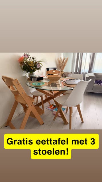 Gratis Jysk ronde eettafel met 3 stoelen