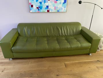 Groene leren bank - 3-zitsbank