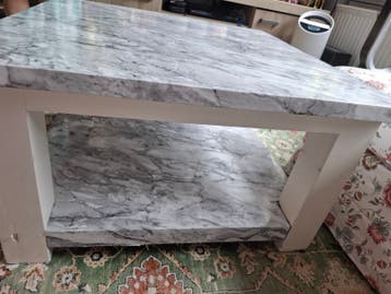 Salontafel met marmerlook en opbergruimte