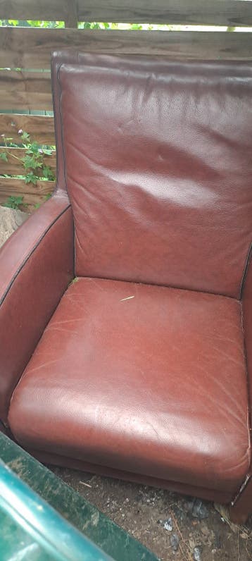 Comfortabele bruine leren fauteuil