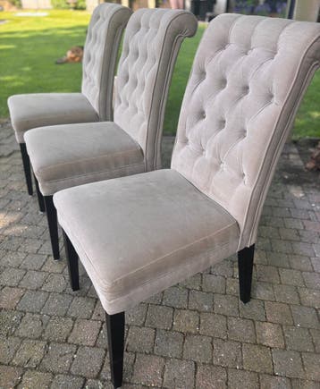 Set van 3 gestoffeerde eetkamerstoelen - beige/taupe