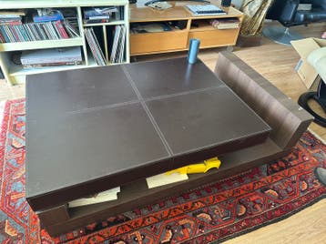 Salontafel met lederen blad - 140x80x35cm