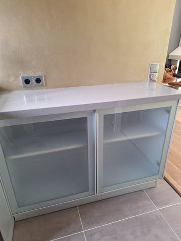 Keukenkast 120x40x90 cm met glazen deuren en werkblad