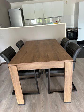 Grote eettafel wild donker eiken, 160x90 cm, melamine