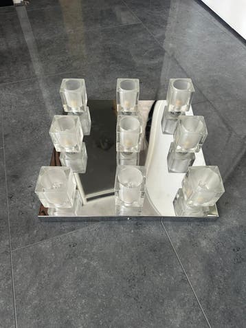 Moderne plafondlamp met 9 glazen kubussen
