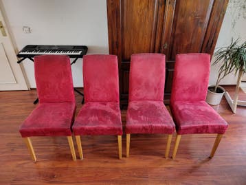 GRATIS OPHALEN 4 rode eetkamerstoelen