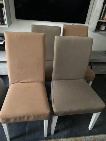4 moderne, bruine eetkamerstoelen
