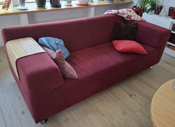 2,5 zits bank bordeaux rode stoffen bekleding 204x93 cm