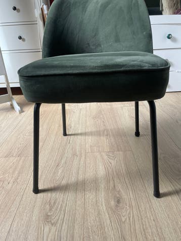 Groene velvet eetkamerstoel (klusje/reparatie)