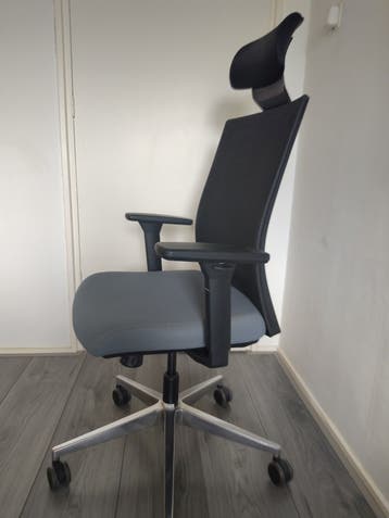 Ergonomische Bureaustoel met Hoofdsteun - Grijsblauw/Zwart