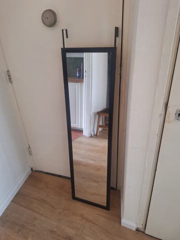 Zwarte spiegel voor over de deur 124x34cm / Black mirror