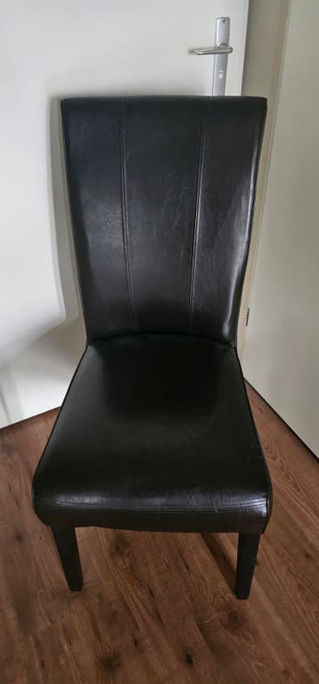 Zwarte leren eetkamerstoelen - Set van 2