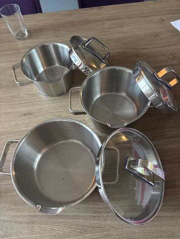 Complete Pannenset RVS met Deksel - Zo goed als nieuw