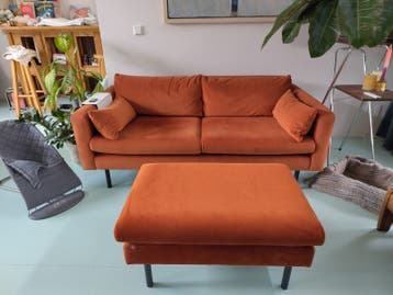GRATIS 2-zitsbank Adam met poef - Terracotta