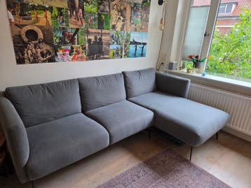 Comfortabele grijze/groene hoekbank - Gebruikt