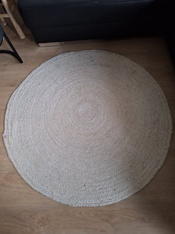 Jute vloerkleed, naturel, 125 cm.